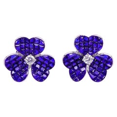 18 Karat Weißgold Saphir-Blumen-Ohrstecker