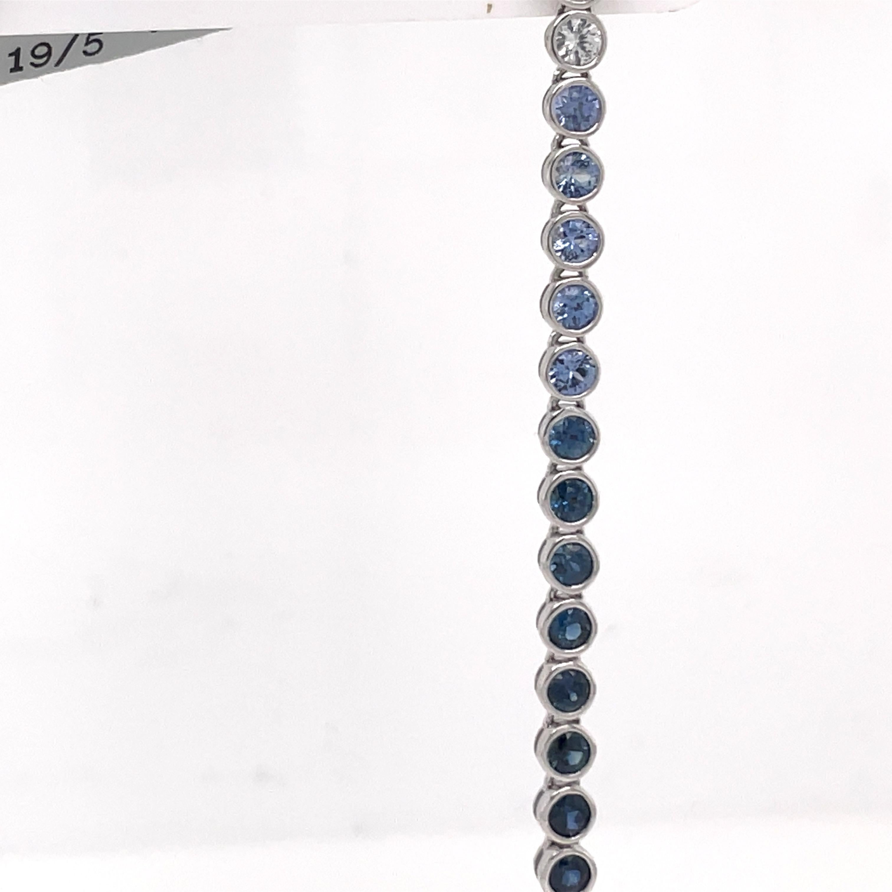 18 Karat White Gold Sapphire Ombree Pearl Drop Earrings 2.99 Carats In New Condition For Sale In New York, NY