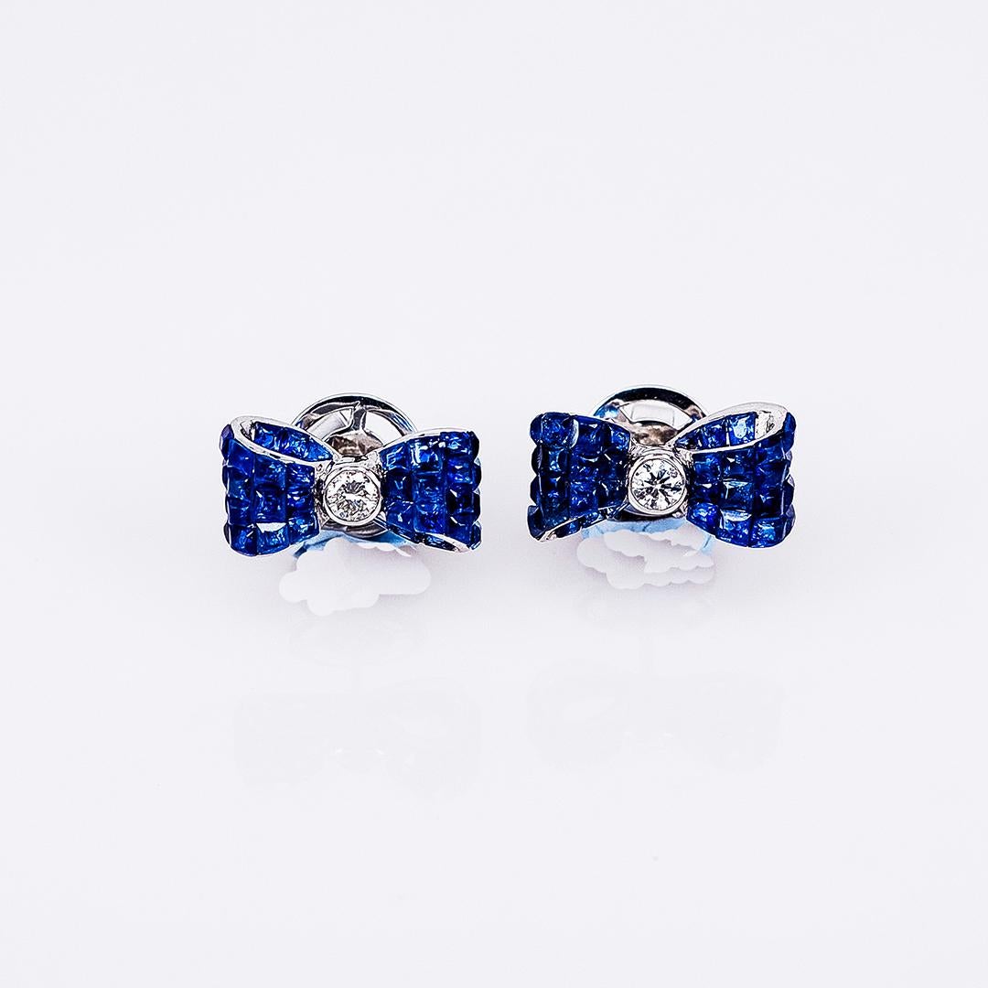 Sapphire stud earrings design as classic luxury elegant style.You can use for everyday and also for the evening party.We use the top quality Sapphire which make in invisible setting.We set the stone in perfection as we are professional in this kind