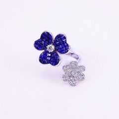 18 Carat White Gold Sapphire with Diamond Cocktail Ring