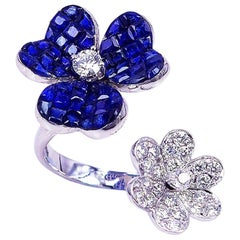 18 Carat White Gold Sapphire with Diamond Cocktail Ring