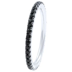 18 Karat White Gold Scoop Pave Round Black Diamond Eternity Band 0.54 Carat