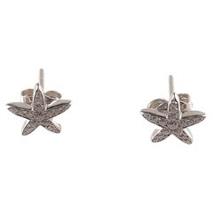 18 Karat White Gold Sea Star Earrings with White Diamonds