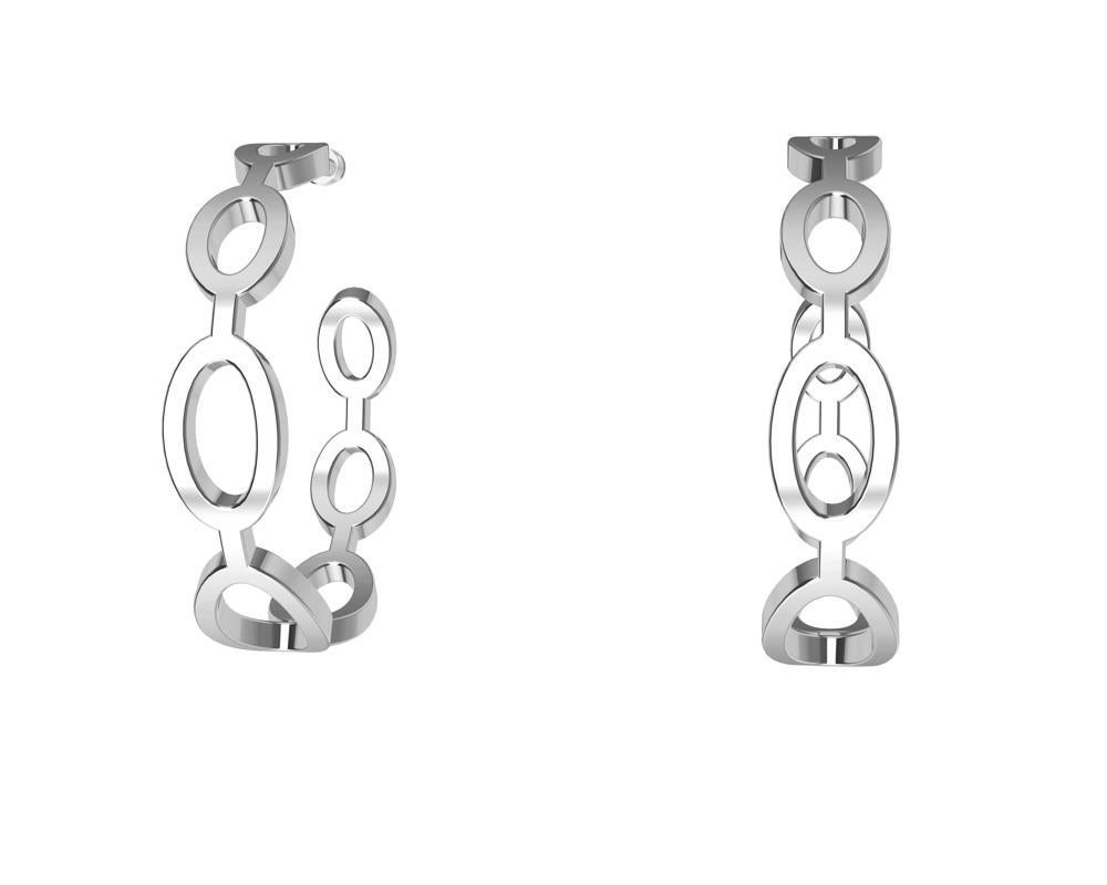 Contemporary 18 Karat White Gold Seven Oval Hoops For Sale
