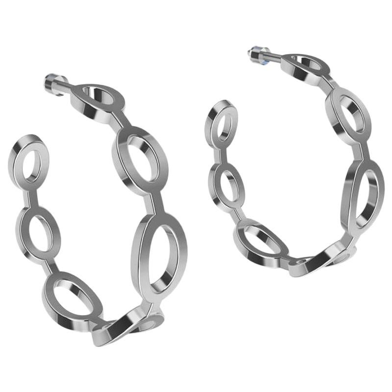 18 Karat White Gold Seven Oval Hoops For Sale