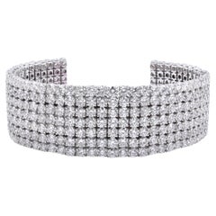 18 Karat White Gold Seven Row Diamond Cuff Bracelet