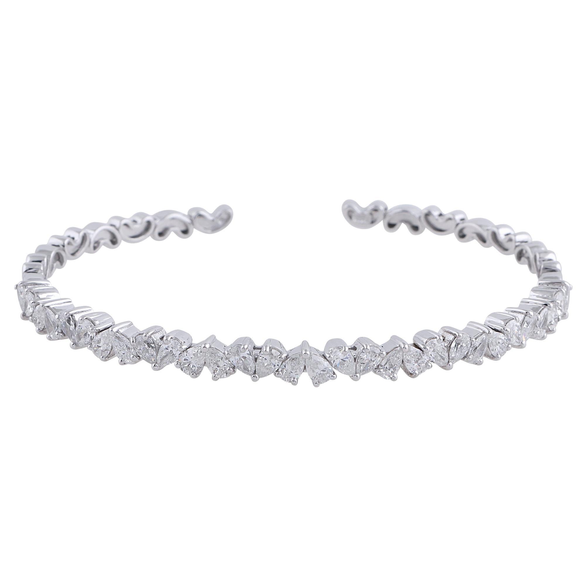 Bracelet manchette en or blanc 18 carats SI Clarity HI Color 2.55 Carat Diamond Cuff Bangle en vente