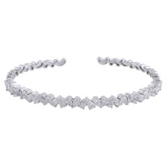 Bracelet manchette en or blanc 18 carats SI Clarity HI Color 2.55 Carat Diamond Cuff Bangle