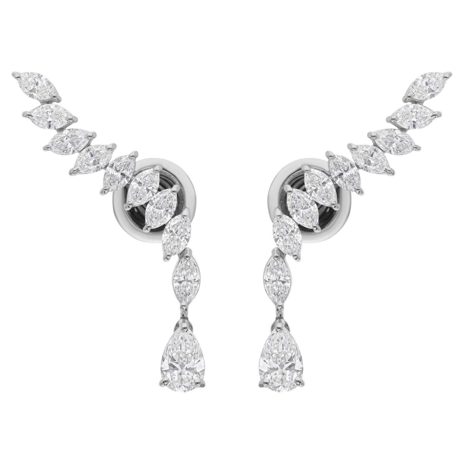 Orecchini a goccia in oro bianco 18 carati SI/H con diamante naturale da 1,8 carati H. H.