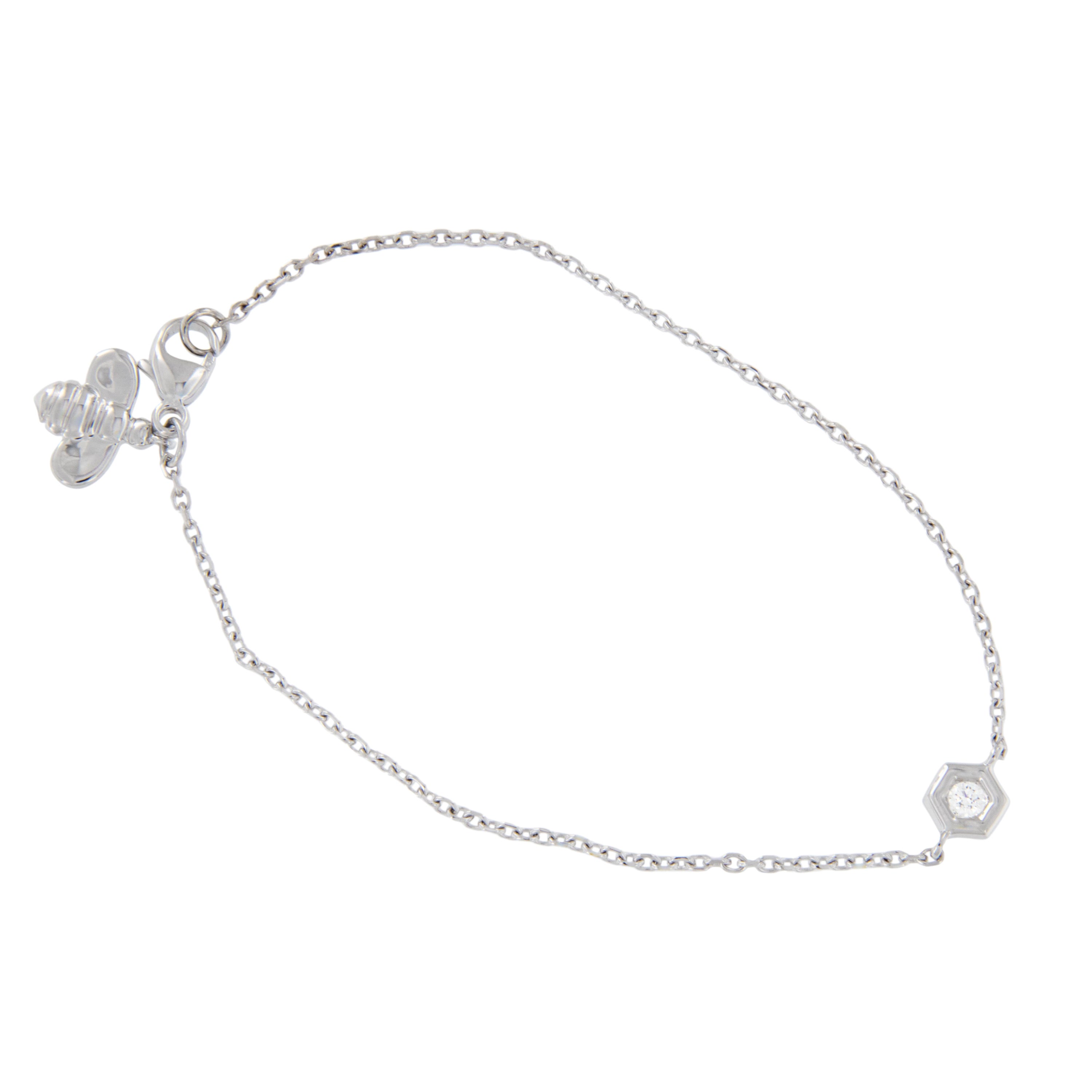 Pulsera de oro blanco de 18 quilates con un diamante Honeybee de Gumuchian