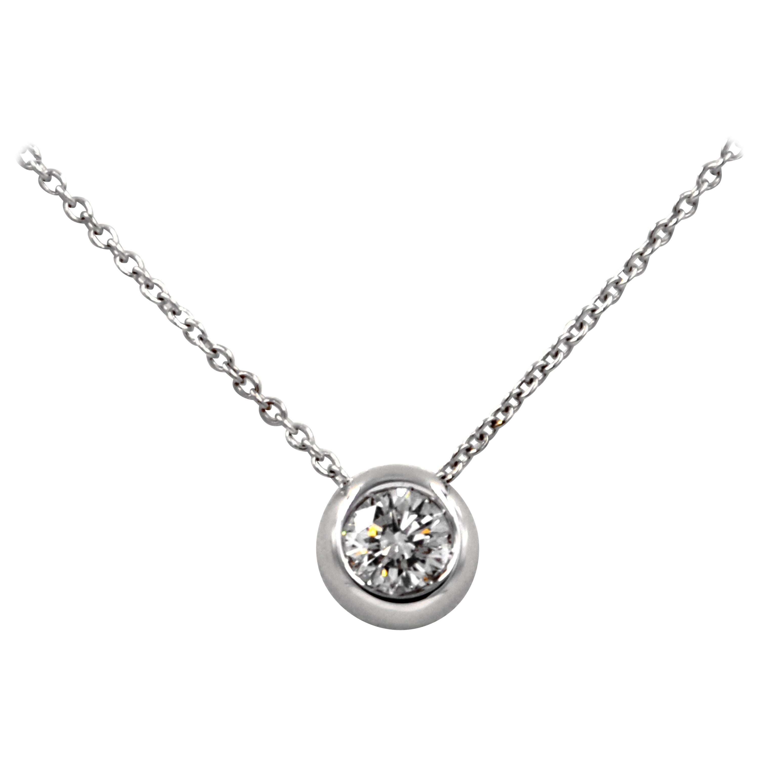 18 Karat White Gold Single White Diamond Garavelli Giotto Necklace For Sale