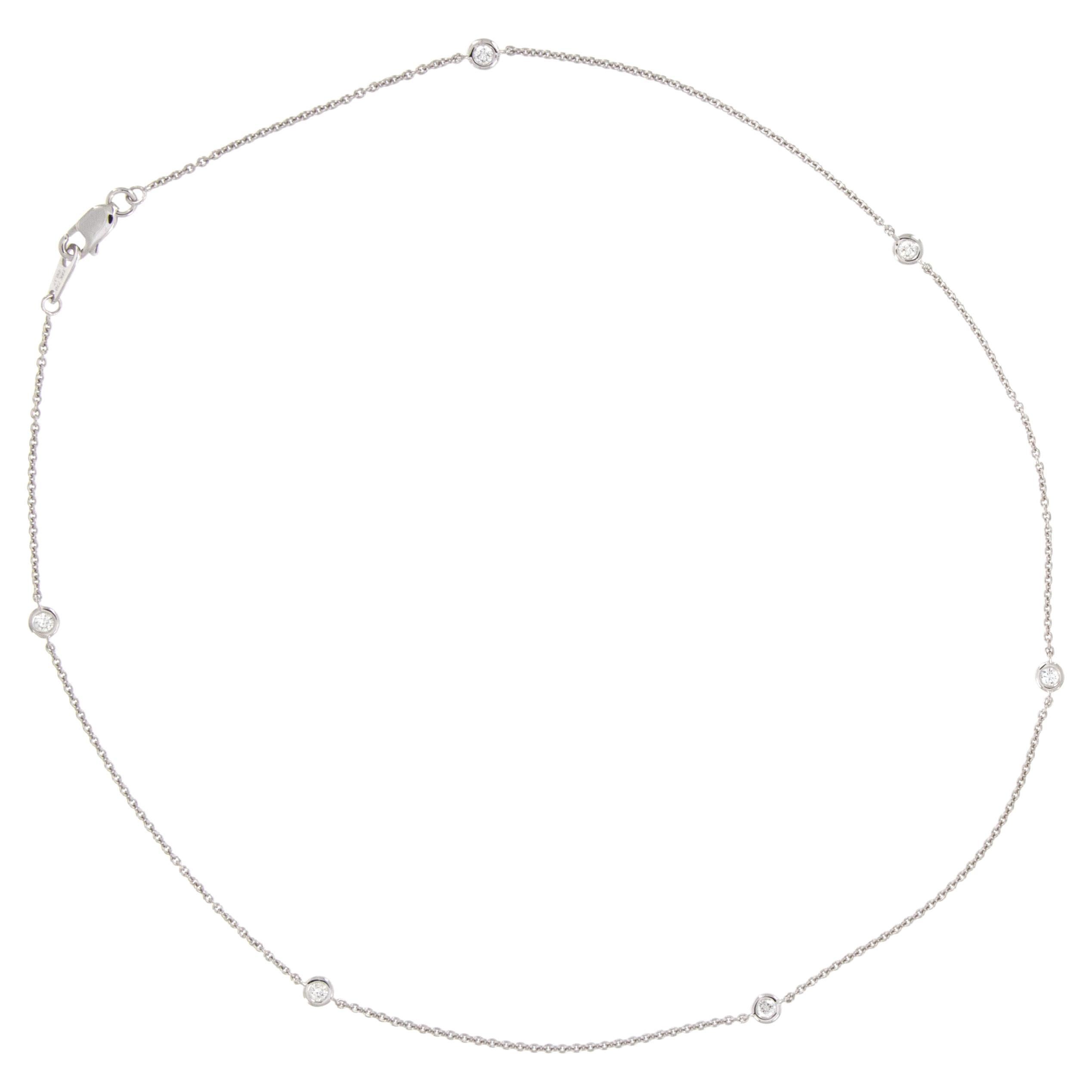 18 Karat White Gold Six 0.37 Cttw Diamonds by the Yard Necklace For Sale