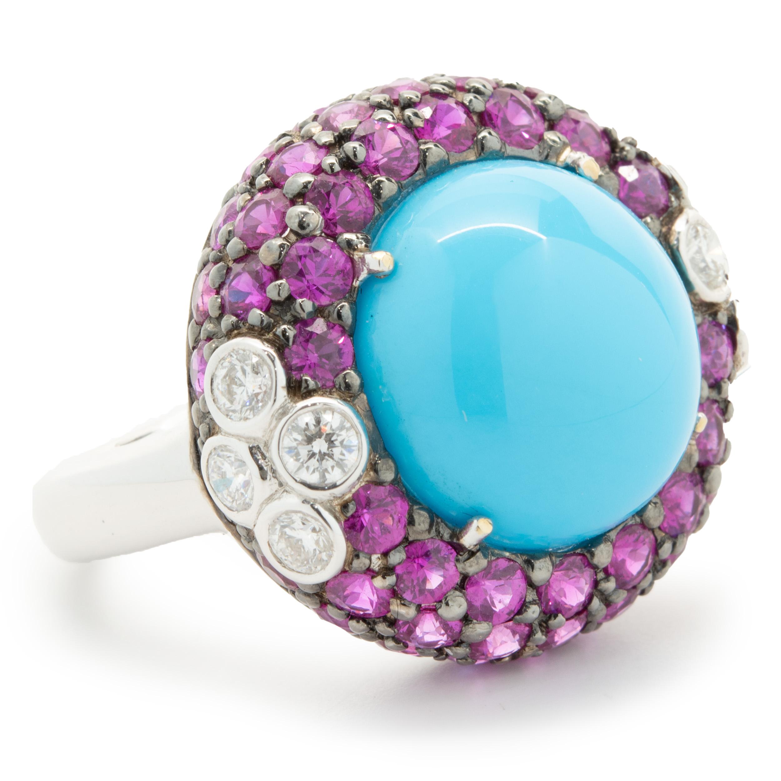 18 Karat White Gold Sleeping Beauty, Ruby, and Diamond Cocktail Ring In Excellent Condition For Sale In Scottsdale, AZ