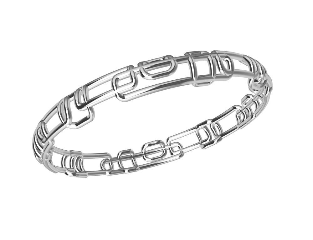 Contemporain Bracelet jonc rectangulaire souple en or blanc 18 carats en vente