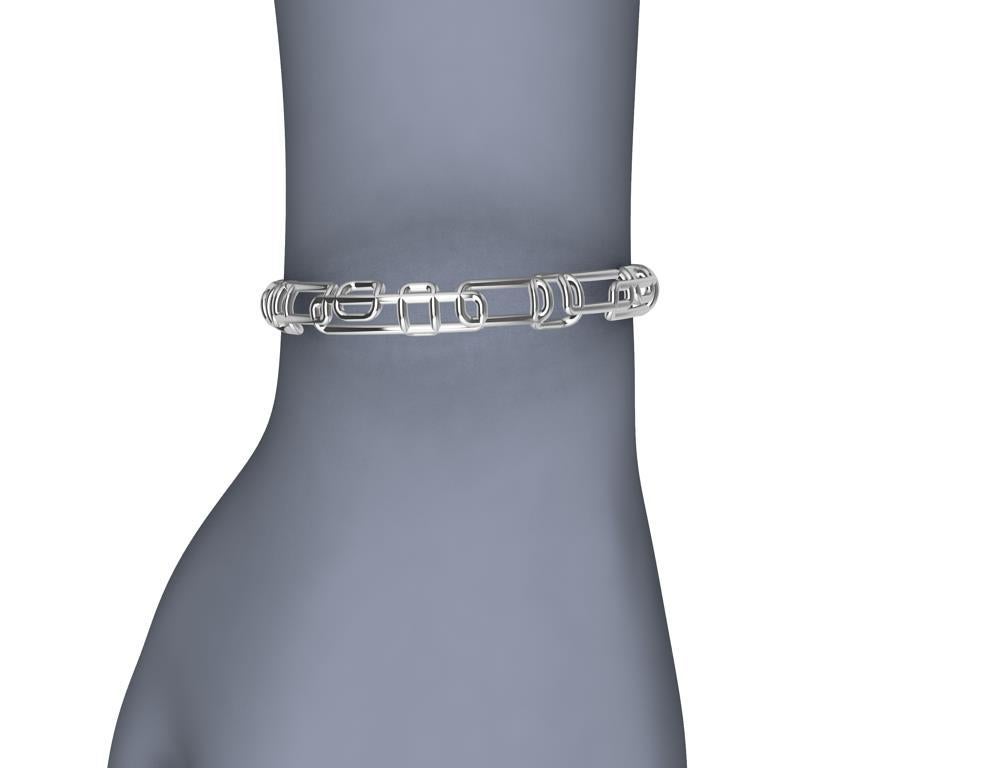 Bracelet jonc rectangulaire souple en or blanc 18 carats Pour femmes en vente