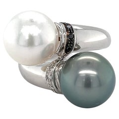 18 Karat White Gold South Sea Pearl Diamond Cocktail Ring