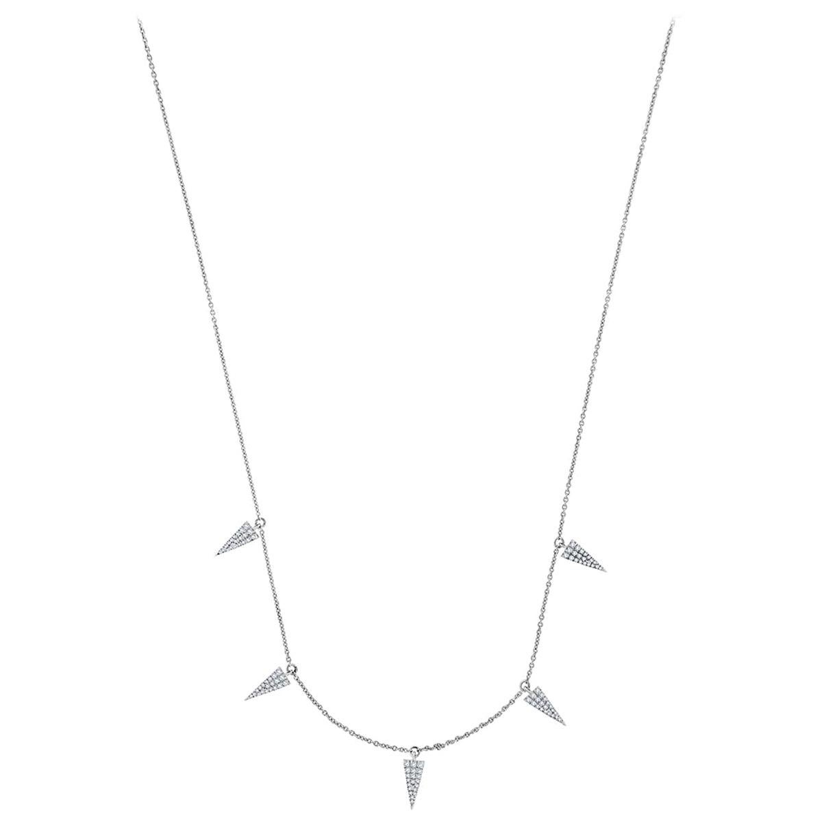 18 Karat White Gold Spear Diamond Necklace '1/4 ct. tw' For Sale
