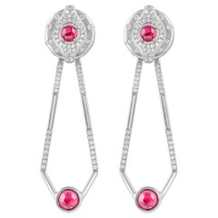 18 Karat White Gold Spinel and Diamond Earrings