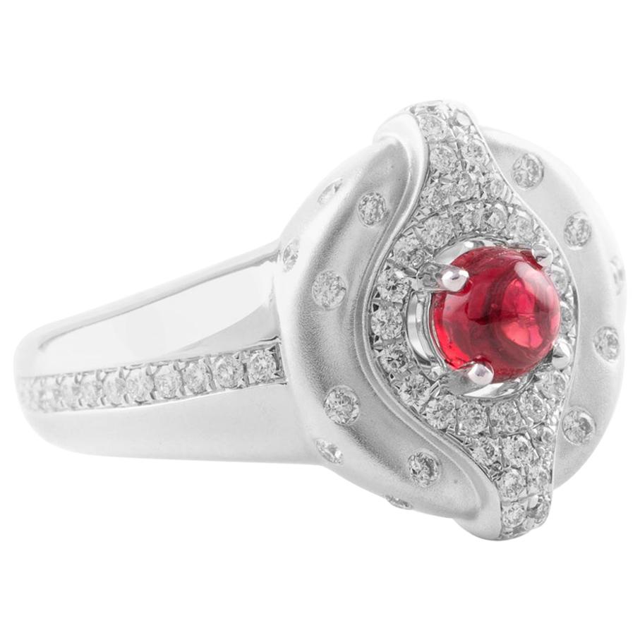 18 Karat White Gold Spinel and Diamond Ring For Sale