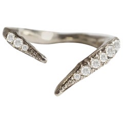 18 Karat White Gold Split Ring Band with Diamonds
