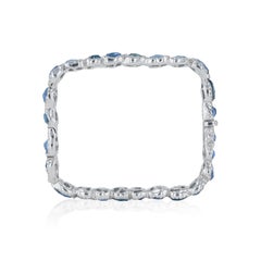 18 Karat White Gold Square Bangle with Blue Sapphires