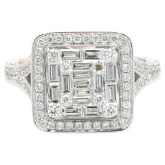 18 Karat White Gold Square Mosaic Set Diamond Ring 18 Karat White Gold Square Mosaic Set Diamond Ring