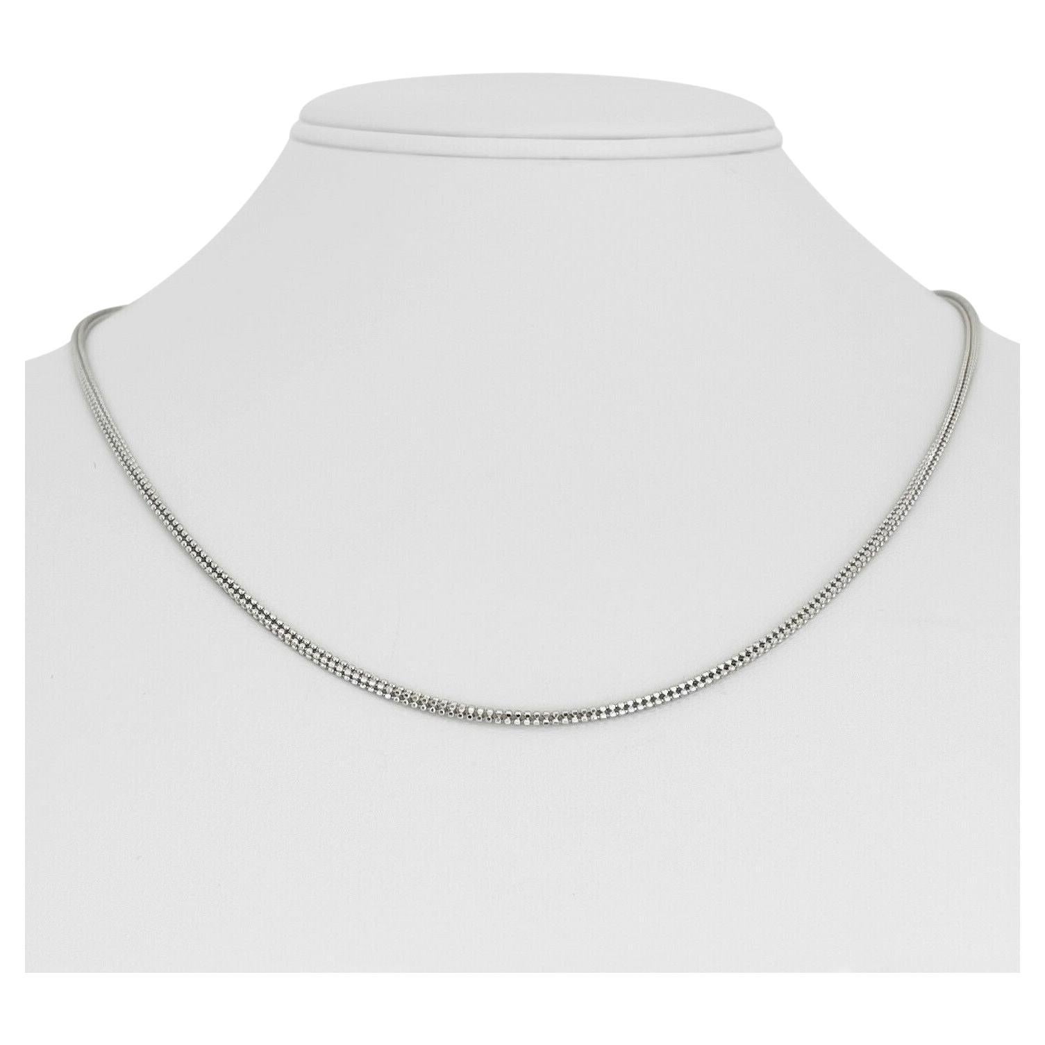 14 Karat White Square Chain Link Necklace For Sale at 1stDibs