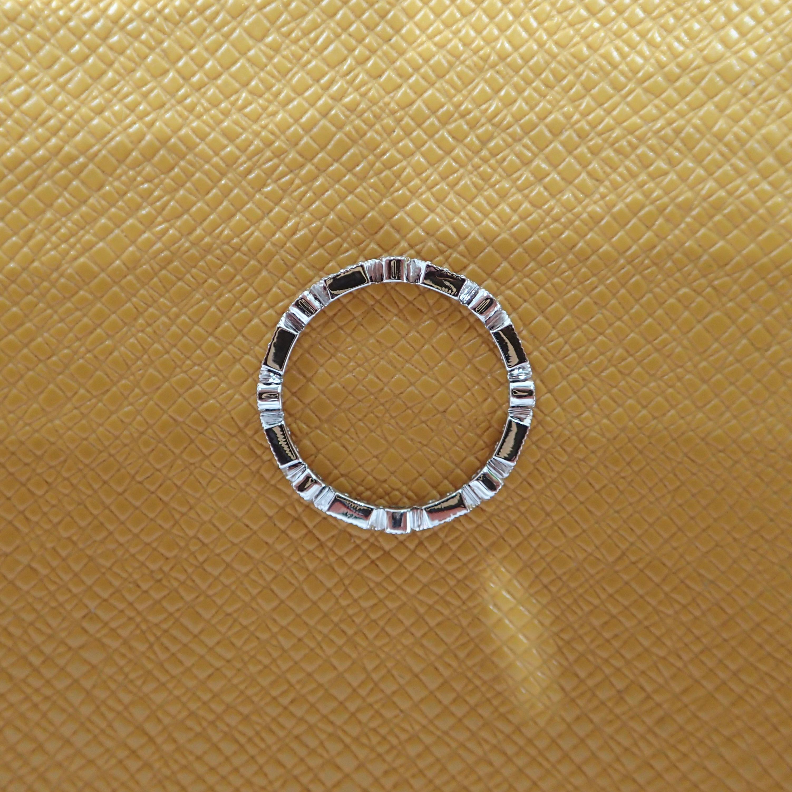 Round Cut 18 Karat White Gold Stackable Anniversary Eternity Band, 0.36 Carat of Diamond For Sale