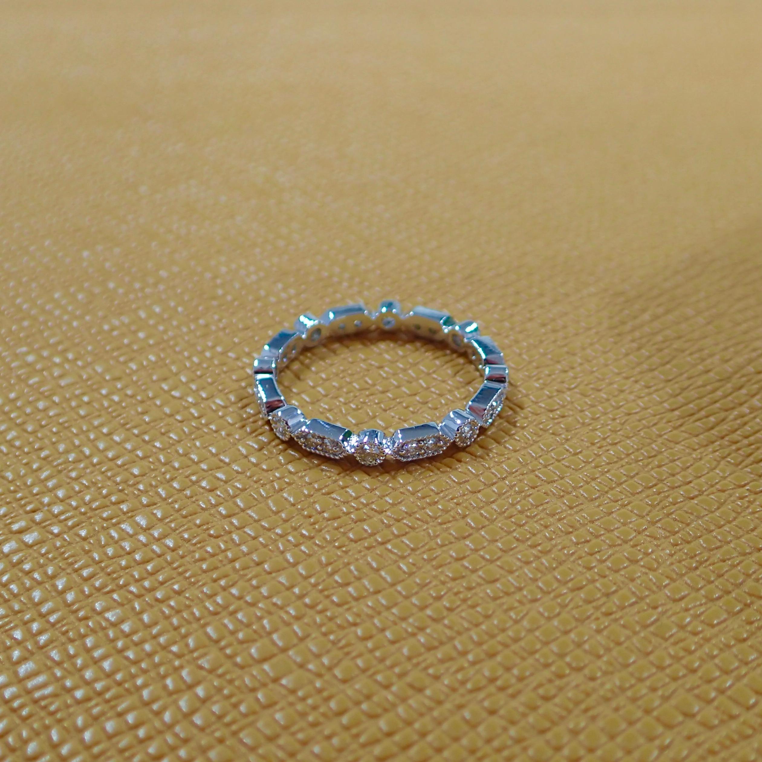18 Karat White Gold Stackable Anniversary Eternity Band, 0.36 Carat of Diamond In New Condition For Sale In Coral Gables, FL