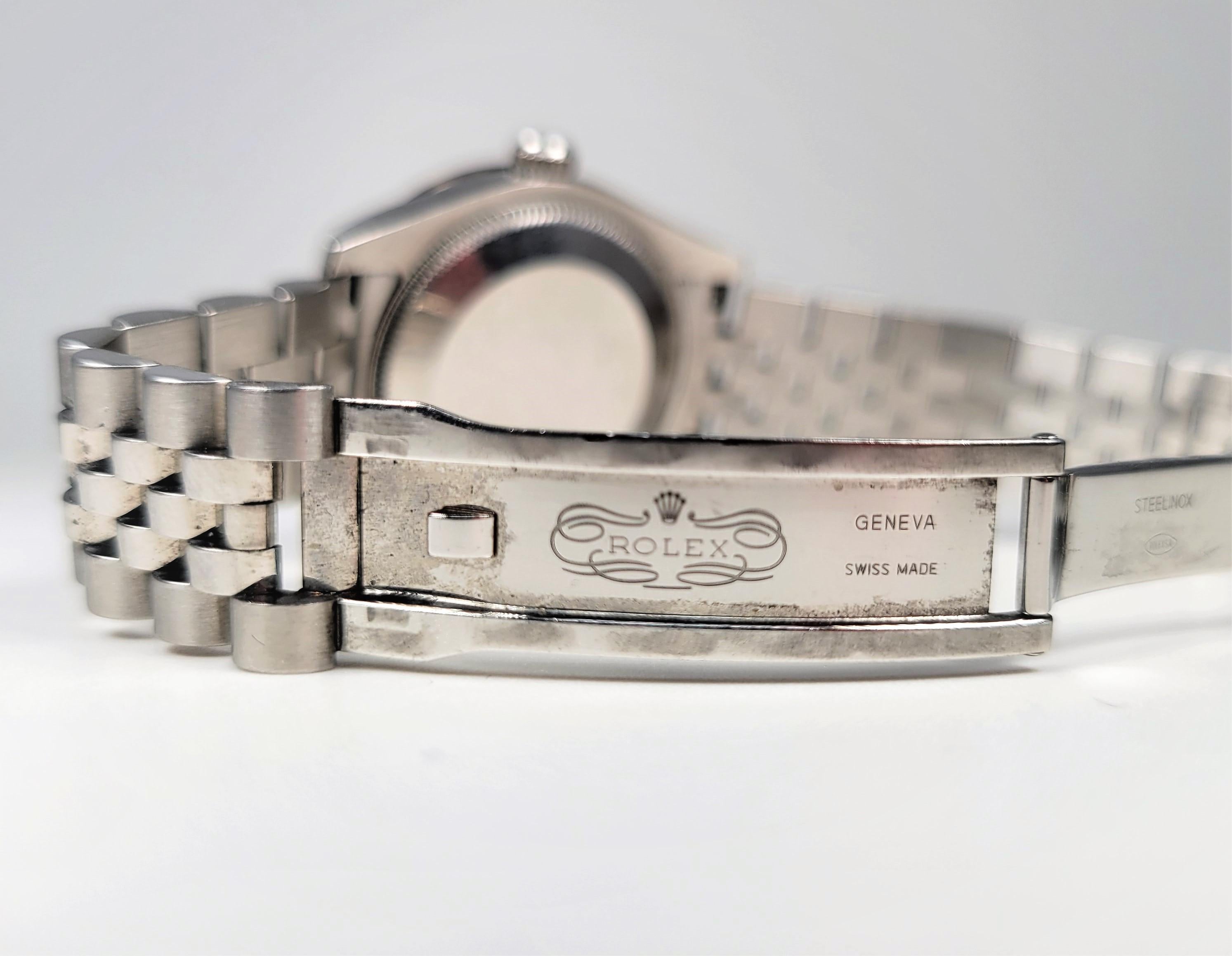 Women's or Men's 18 Karat White Gold Stainless Steel DiamondOyster Perpetual Datejust Wrist Watch