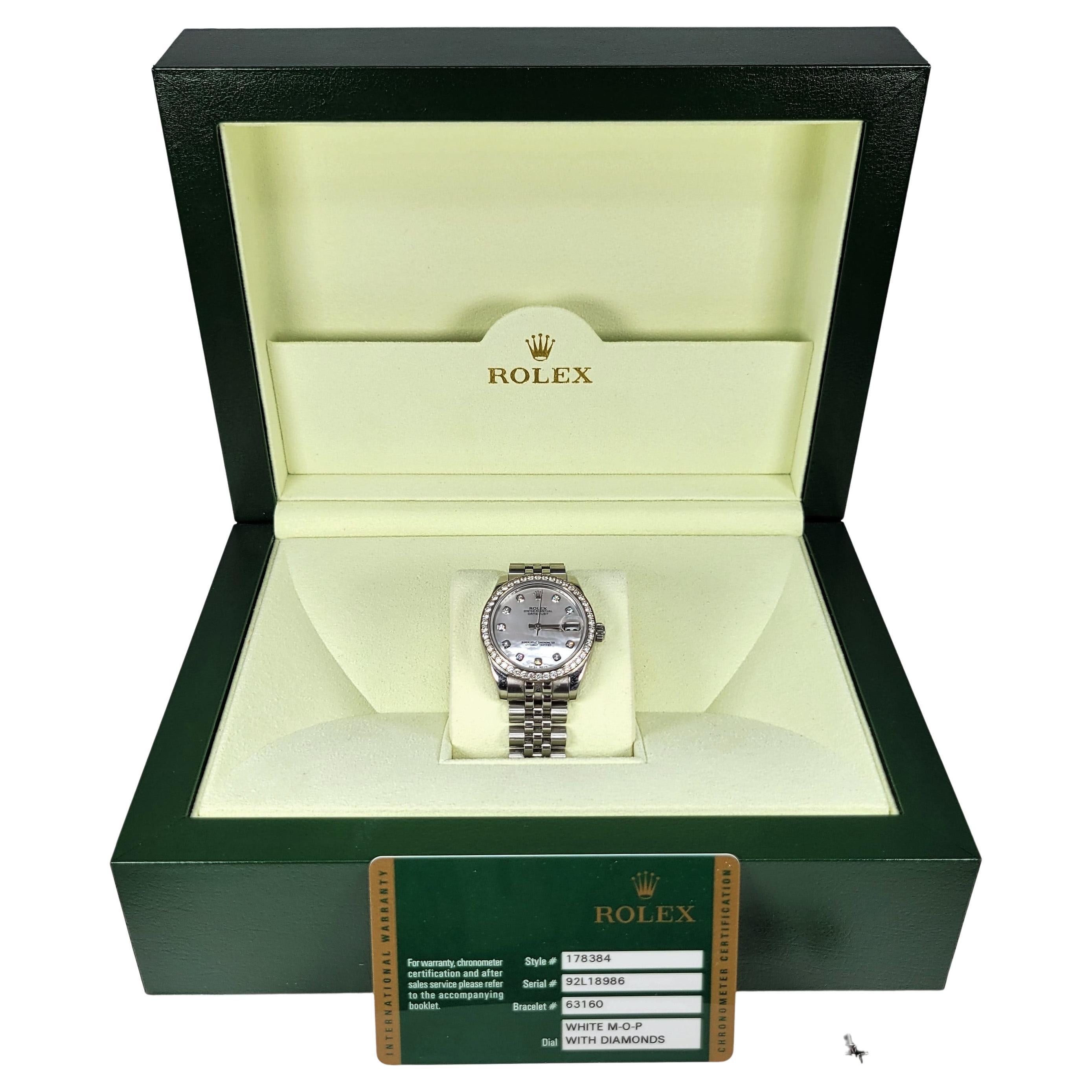 18 Karat White Gold Stainless Steel DiamondOyster Perpetual Datejust Wrist Watch
