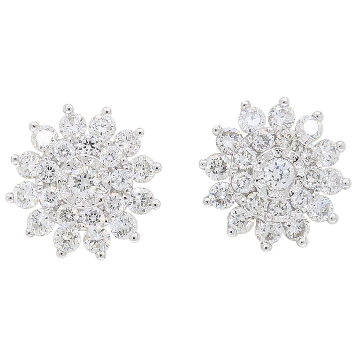 18 Karat White Gold Starburst Diamond Stud Earrings at 1stDibs