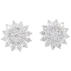 18 Karat White Gold Starburst Diamond Stud Earrings