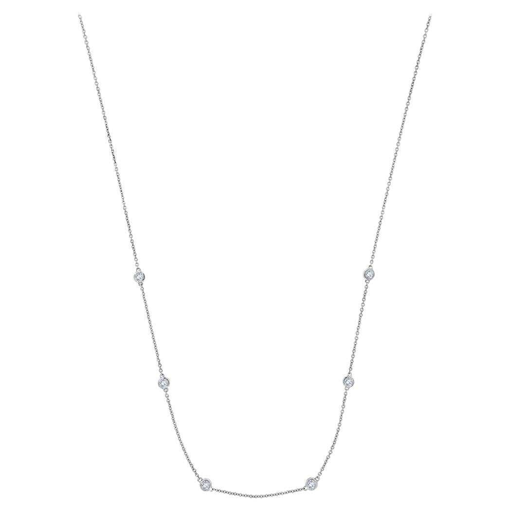 18 Karat White Gold Station Diamond Necklace '1/3 Carat' For Sale