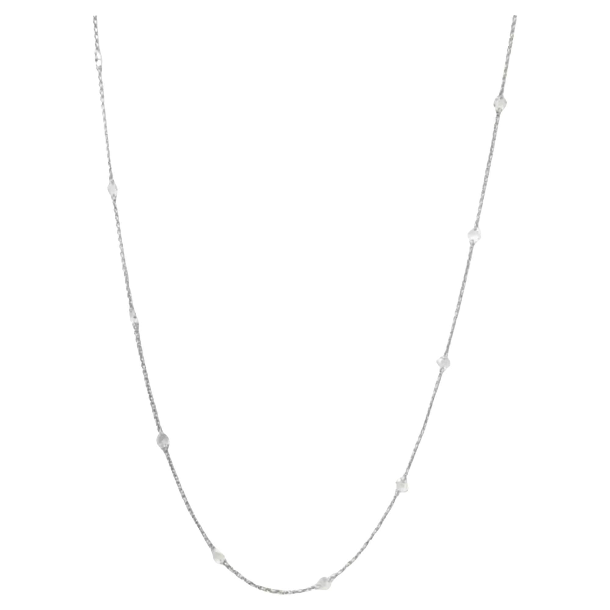 30" Natural White Diamond(2.60ct) Station Necklace in 18 Karat White Gold For Sale