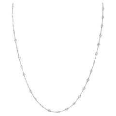 24" Natural White Diamond(6.28ct) Rose Cut Station Necklace in 18K White Gold