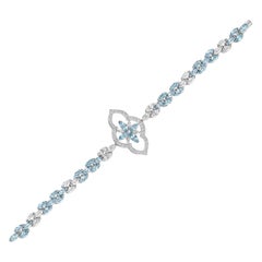 18 Karat White Gold Stella Aquamarine and Diamond Bracelet