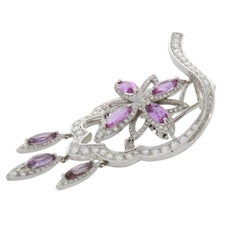 18 Karat White Gold Stella Pink Sapphire and Diamond Earrings