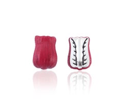 18 Karat White Gold, Sterling Silver and Leather Giraffe Beetle Cufflink