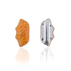 18 Karat White Gold, Sterling Silver and Leather Shield Bug Cufflinks