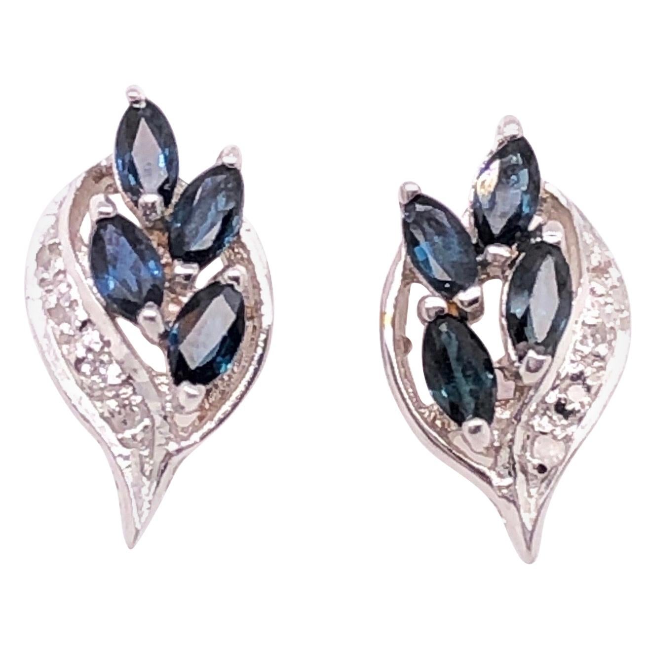 18 Karat White Gold Stud Earrings with Sapphires and Diamonds
