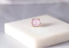 Bague de fiançailles en or blanc 18 carats avec quartz rose clair Sugarloaf
