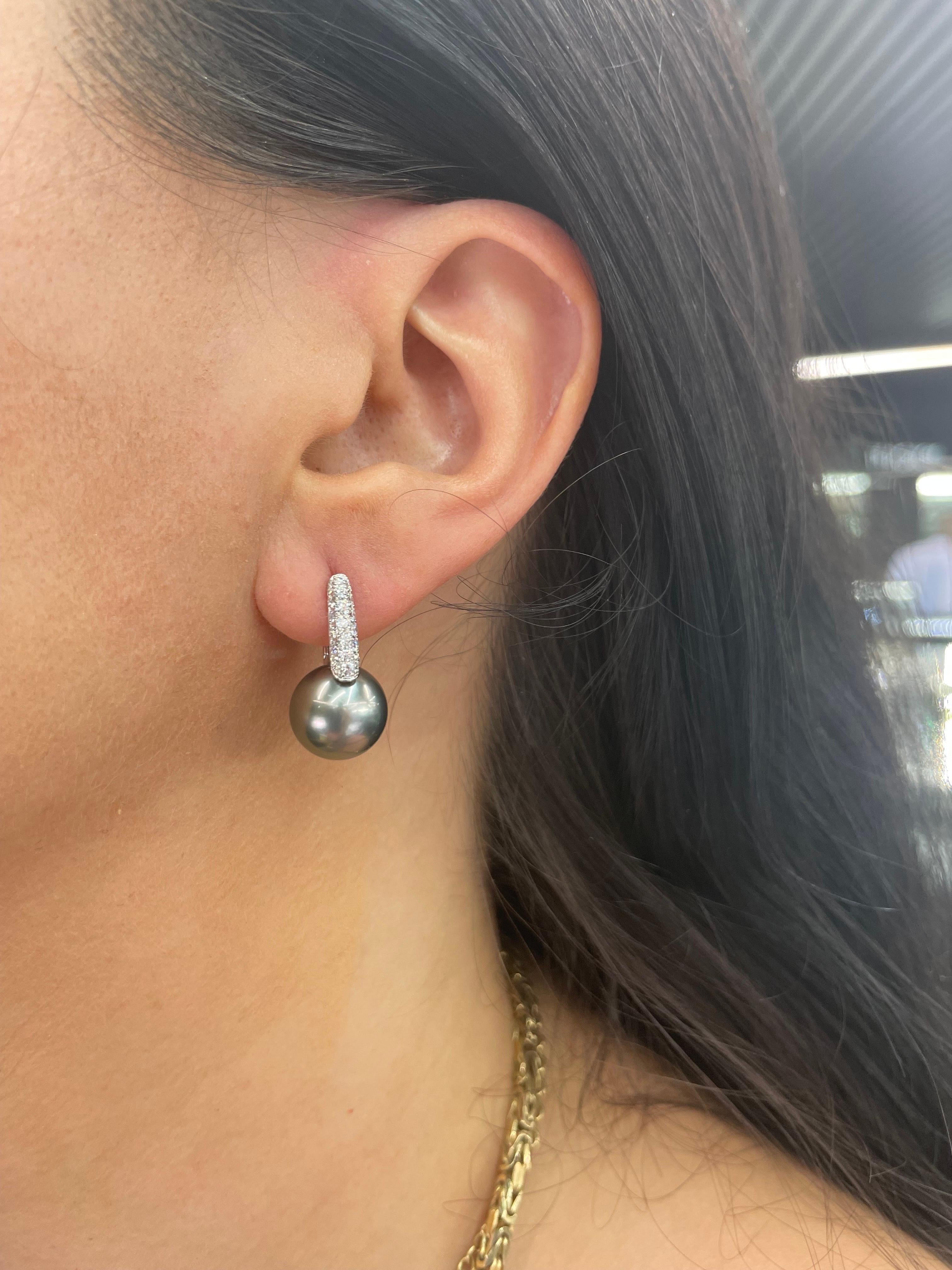 Boucles d'oreilles pendantes en diamant de Tahiti 0.61 carats or blanc 18 carats 12-13 MM en vente 5