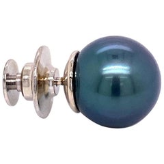 18 Karat White Gold Tahitian Pearl Lapel Pin