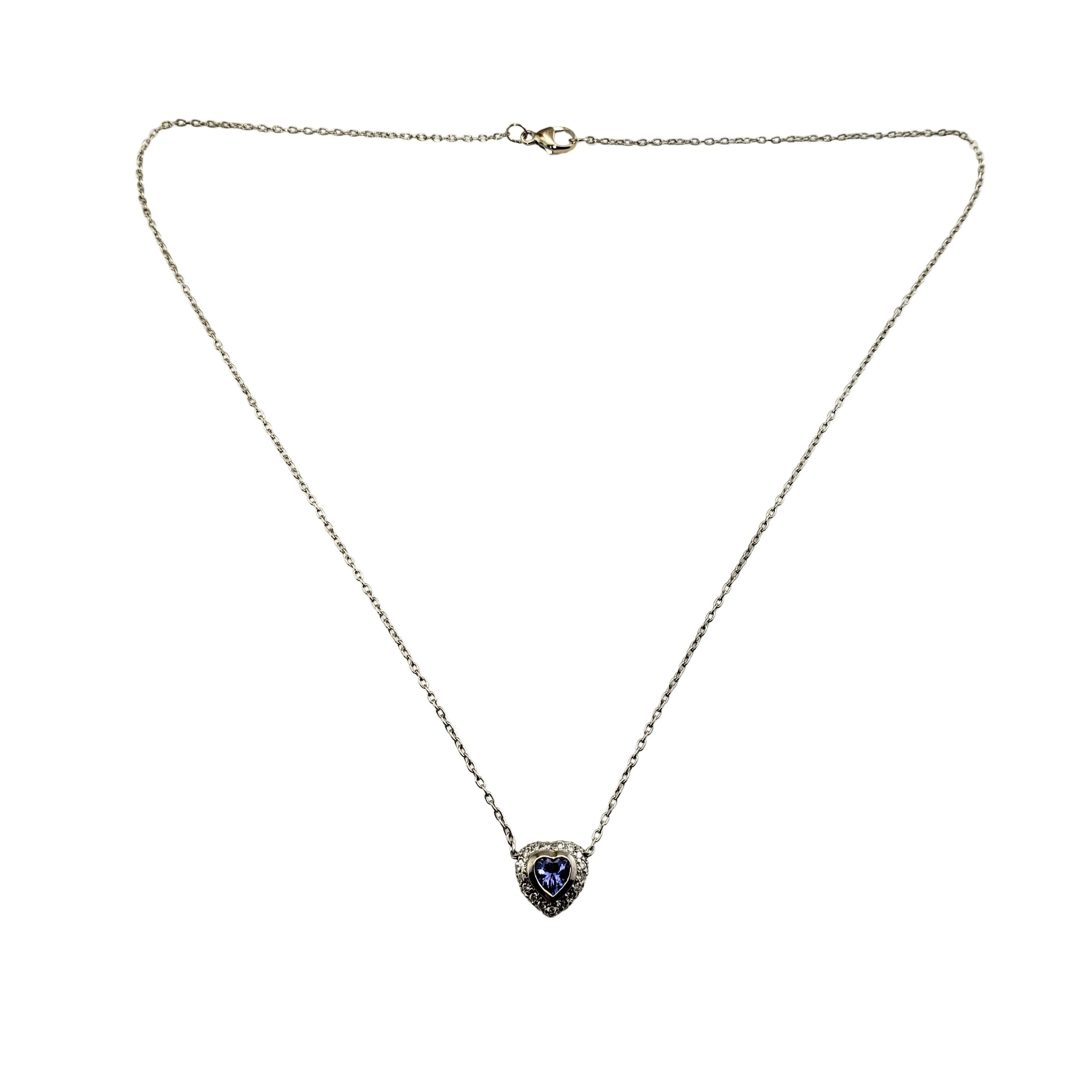 Women's 18 Karat White Gold Tanzanite and Diamond Heart Pendant Necklace