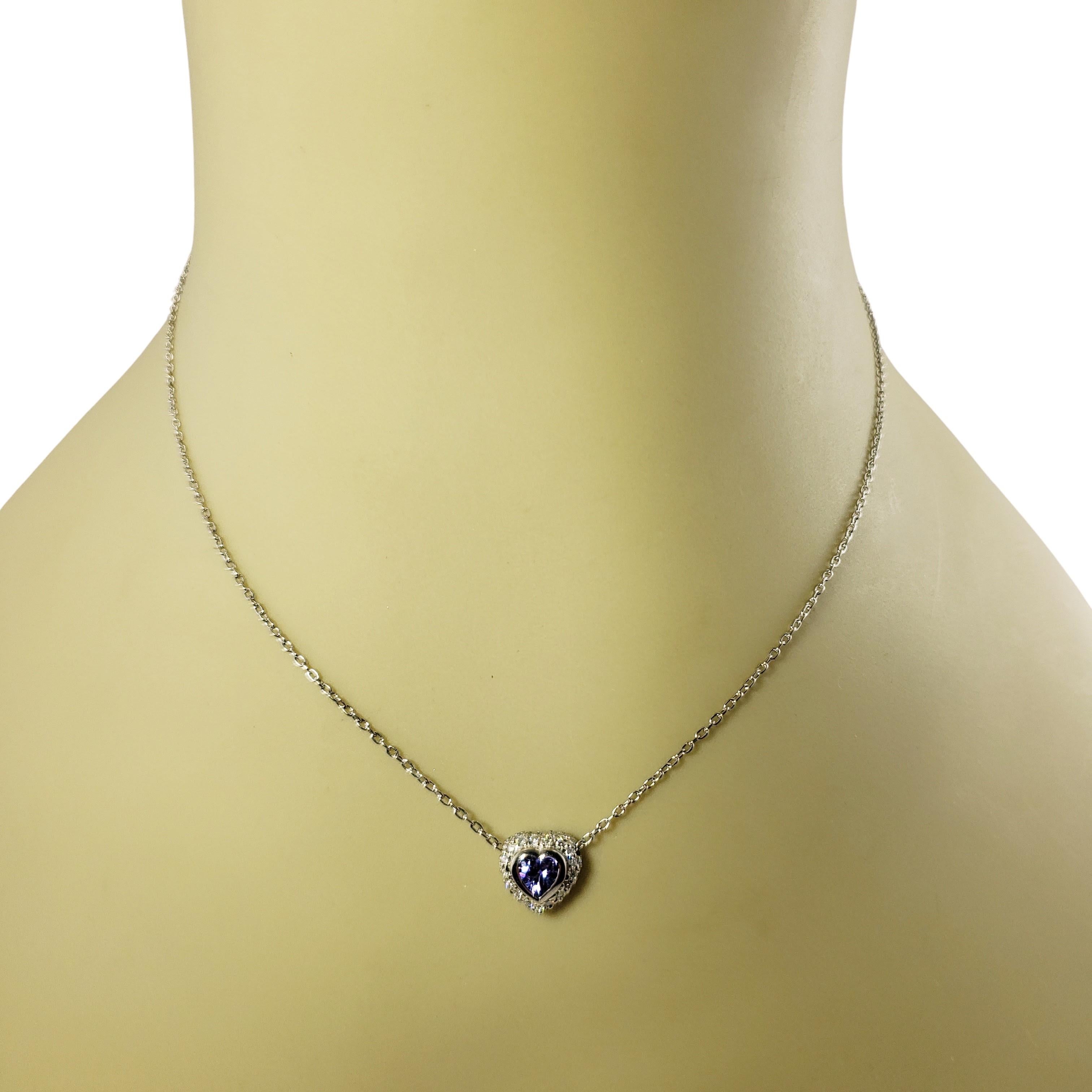 18 Karat White Gold Tanzanite and Diamond Heart Pendant Necklace 2