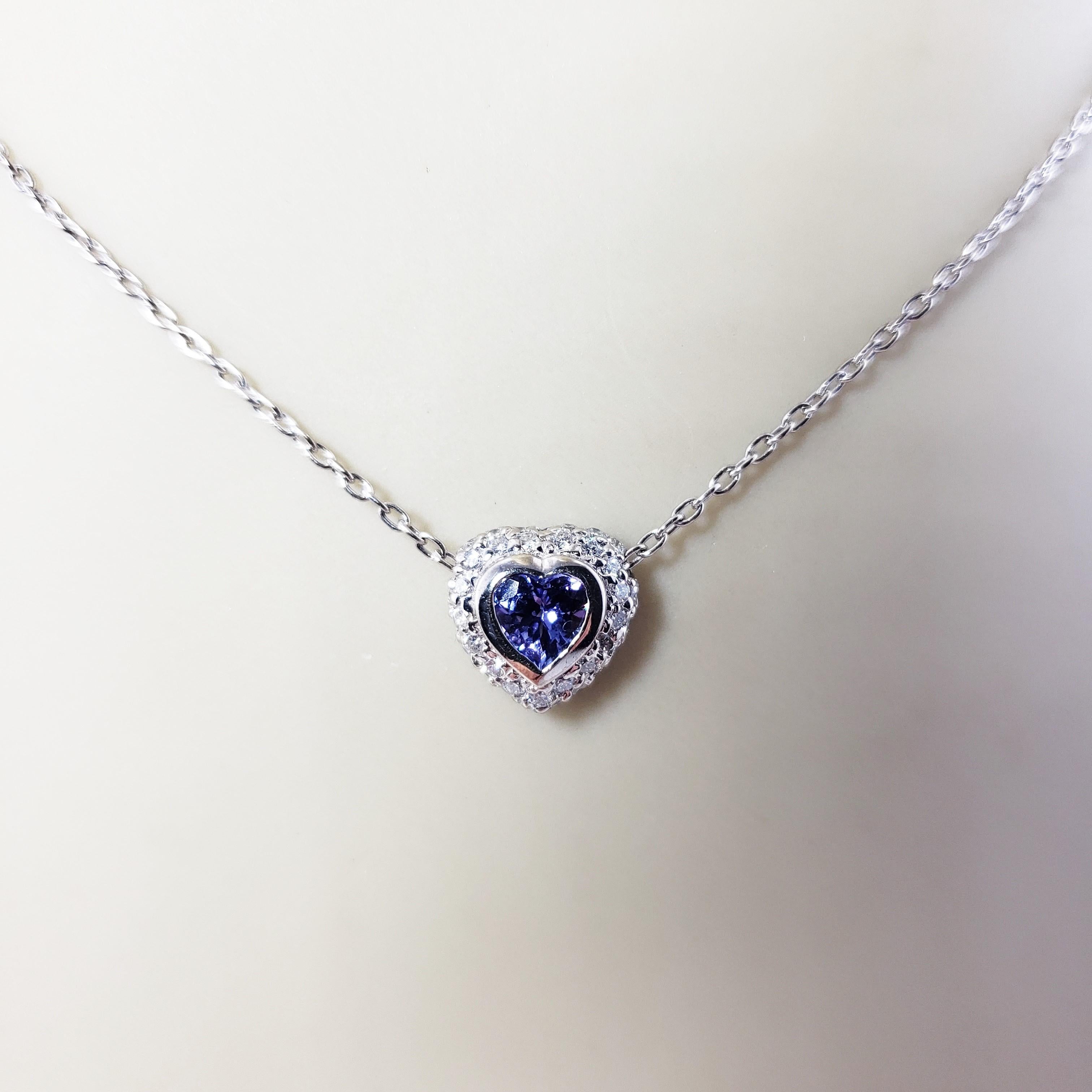 18 Karat White Gold Tanzanite and Diamond Heart Pendant Necklace 3