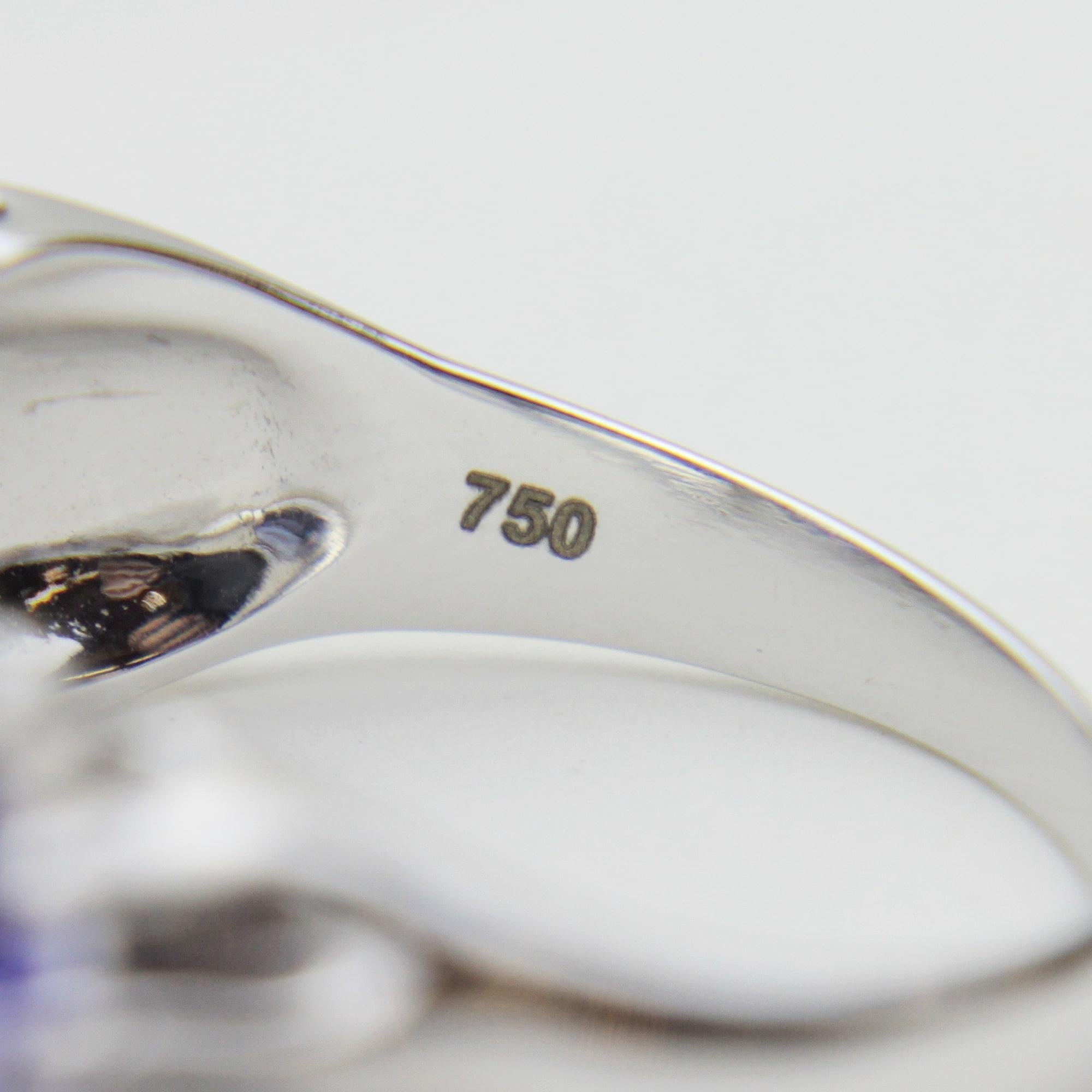 18 Karat White Gold, Tanzanite and Diamond Ring For Sale 1