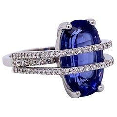 18 Karat White Gold Tanzanite and Diamond Ring