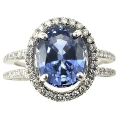 18 Karat White Gold Tanzanite and Diamond Ring